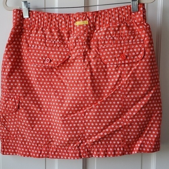 LANDS' END SKORT SKIRT WITH SHORTS ORANGE WHITE FLORAL COTTON BLEND SIZE 6 - Picture 2 of 6